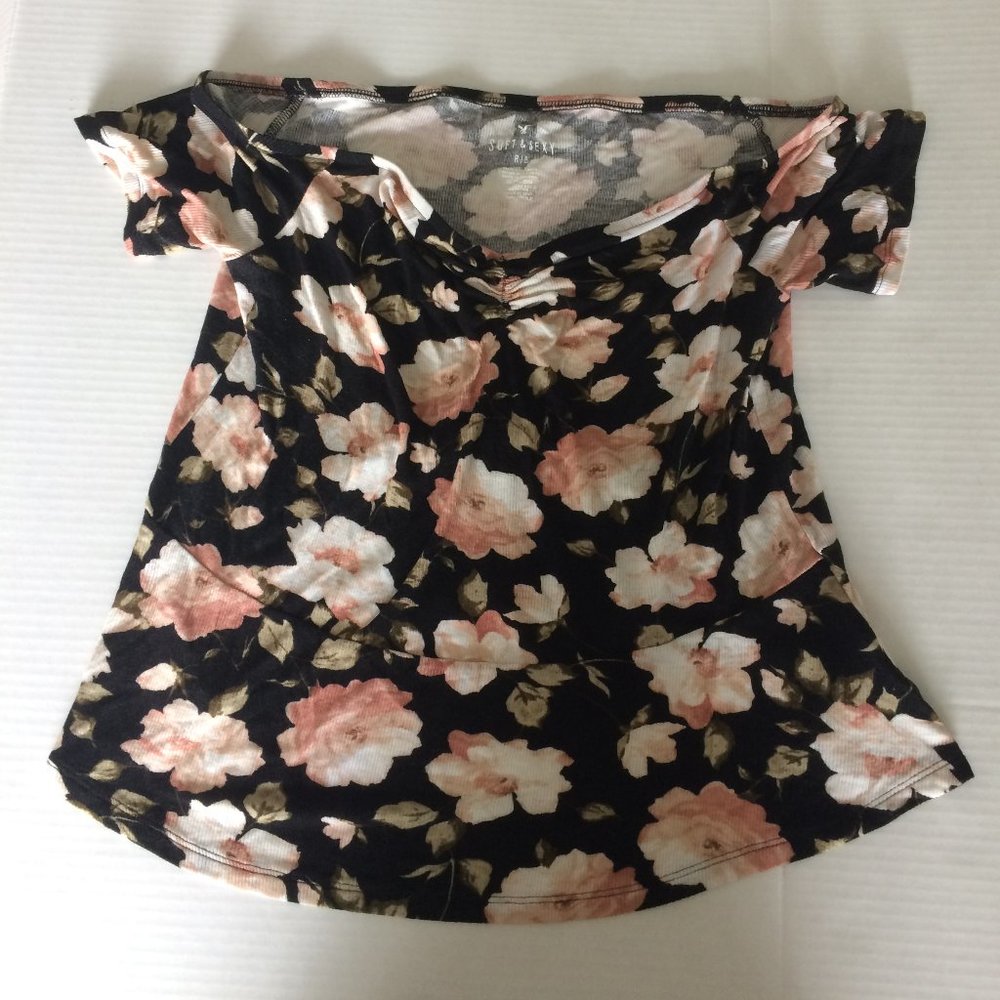 AEO Women's "Soft and Sexy" XL Floral Rib Tee